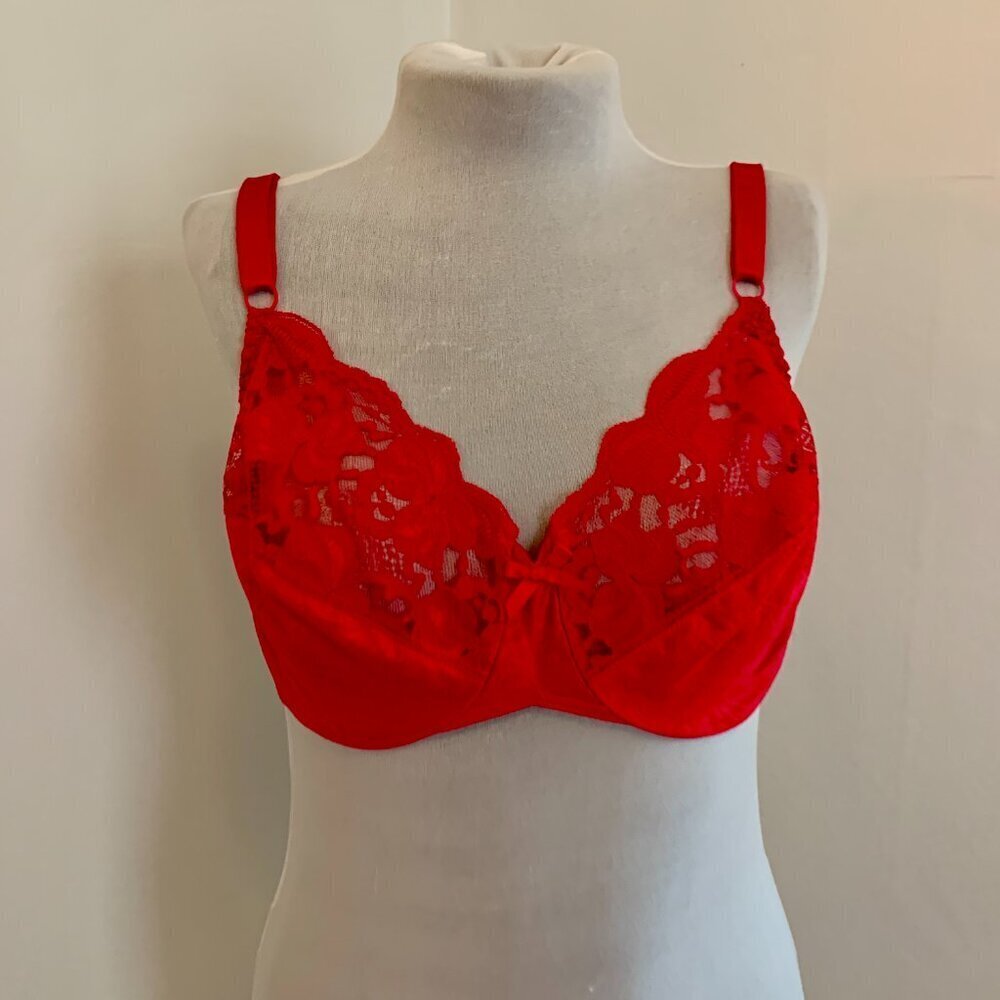 VTG Bravissimo Hot Pink Sexy 40 C Lace Bra 7550 Plus Underwire Silky Sheer Push